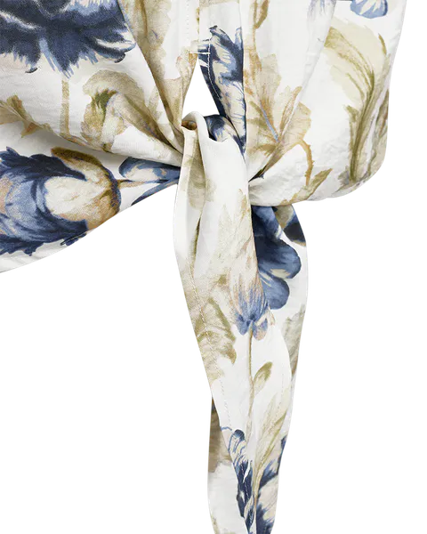 Hovedbilde MAISE BLUSE M/KNYTING - LYSBLÅ BLOMSTER