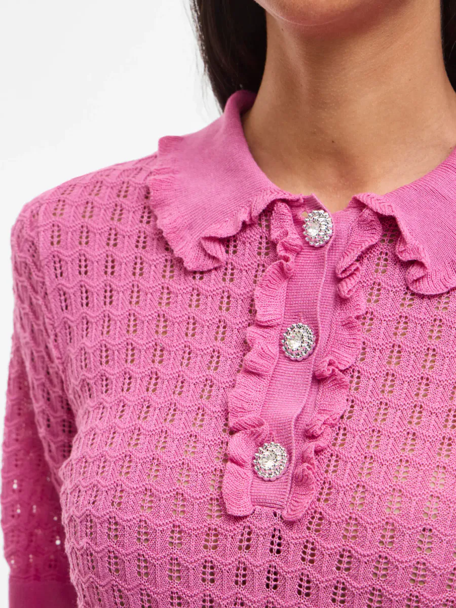 NORA KNIT POINTELLE  - CERISE