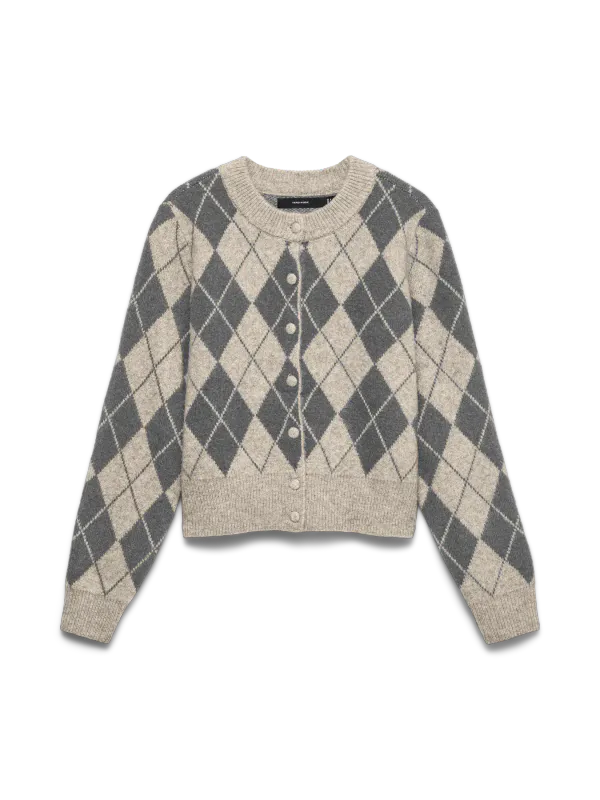 HALO CARDIGAN ARGYLE - GRÅ / CREAM