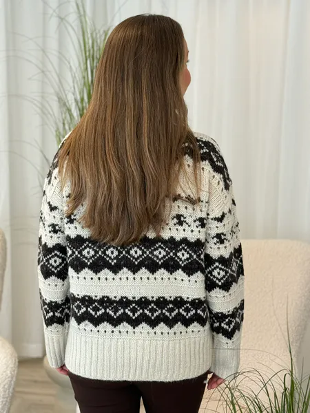 Hovedbilde AMPLE STRIKKE GENSER - BRUN / CREME