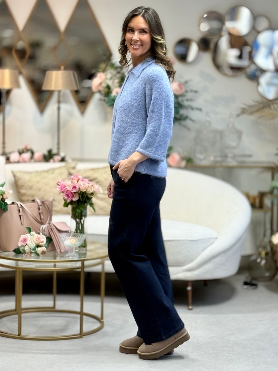 LULU CARDIGAN - HIMMELBLÅ MELERT