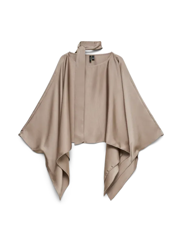 MIRO SILKELOOK PONCHO M/SKJERF - SAND