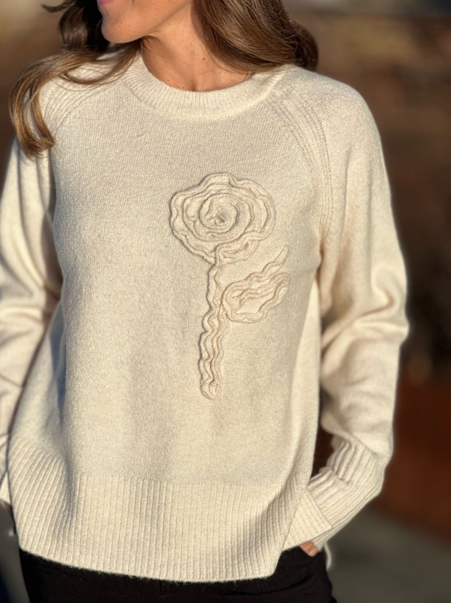 VIDOO PULLOVER M/BLOMST - MOONBEAM