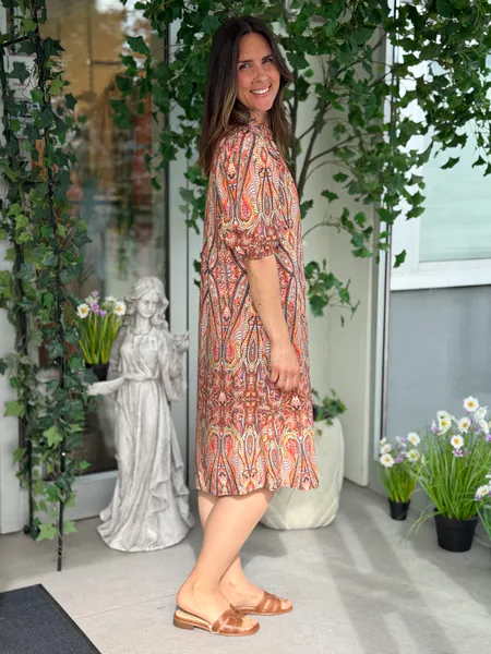 Hovedbilde PAISLEY KJOLE - BRUNT PRINT