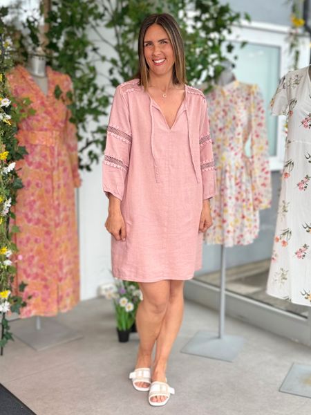 Bilde av LALUNA LIN/VISCOSE KJOLE M/EMBRO - DUSTY ROSA