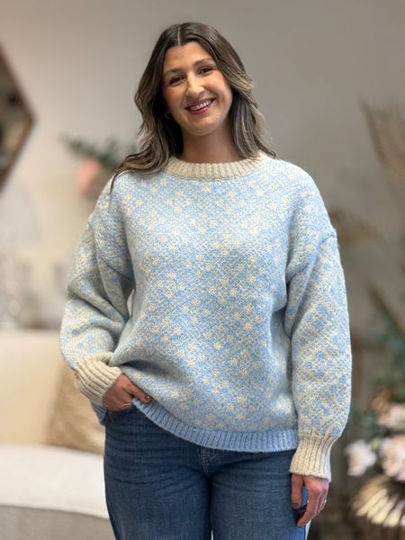 Hovedbilde INGA STRIKKEGENSER - LYSBLÅ MØNSTER