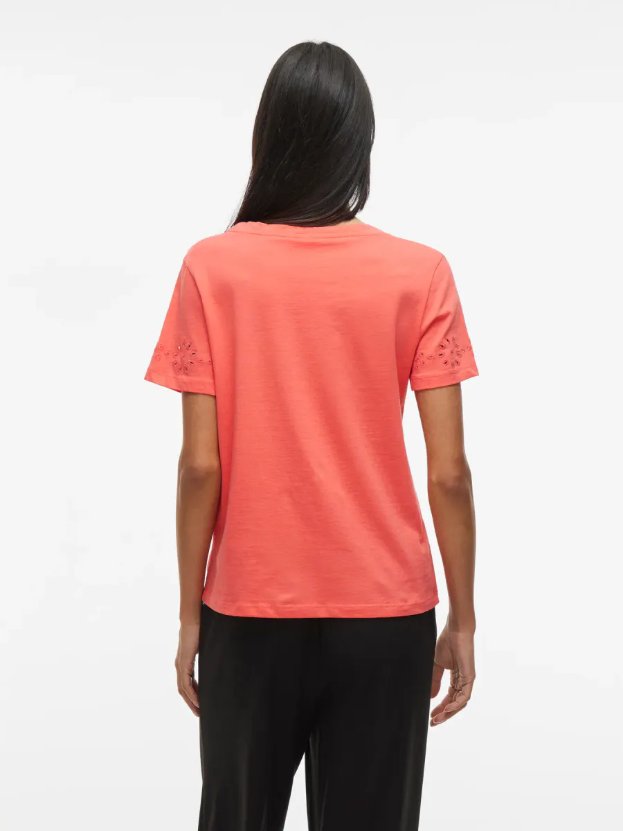 EMIRA T-SHIRT M/EMBRO - CORAL