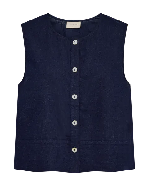 Hovedbilde LAVA LIN/VISCOSE TOPP M/KNAPPER FORAN - NAVY