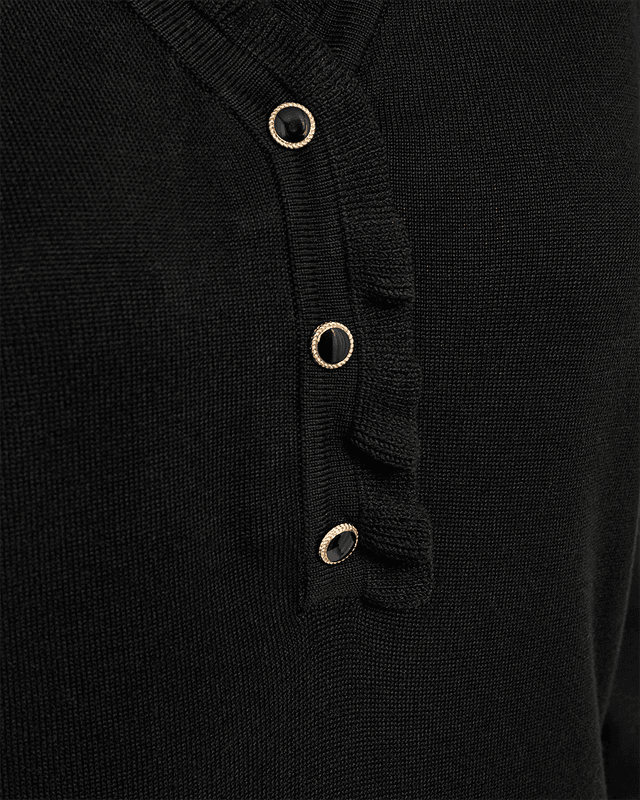 KATIE GENSER FRILL & V-HALS - SORT