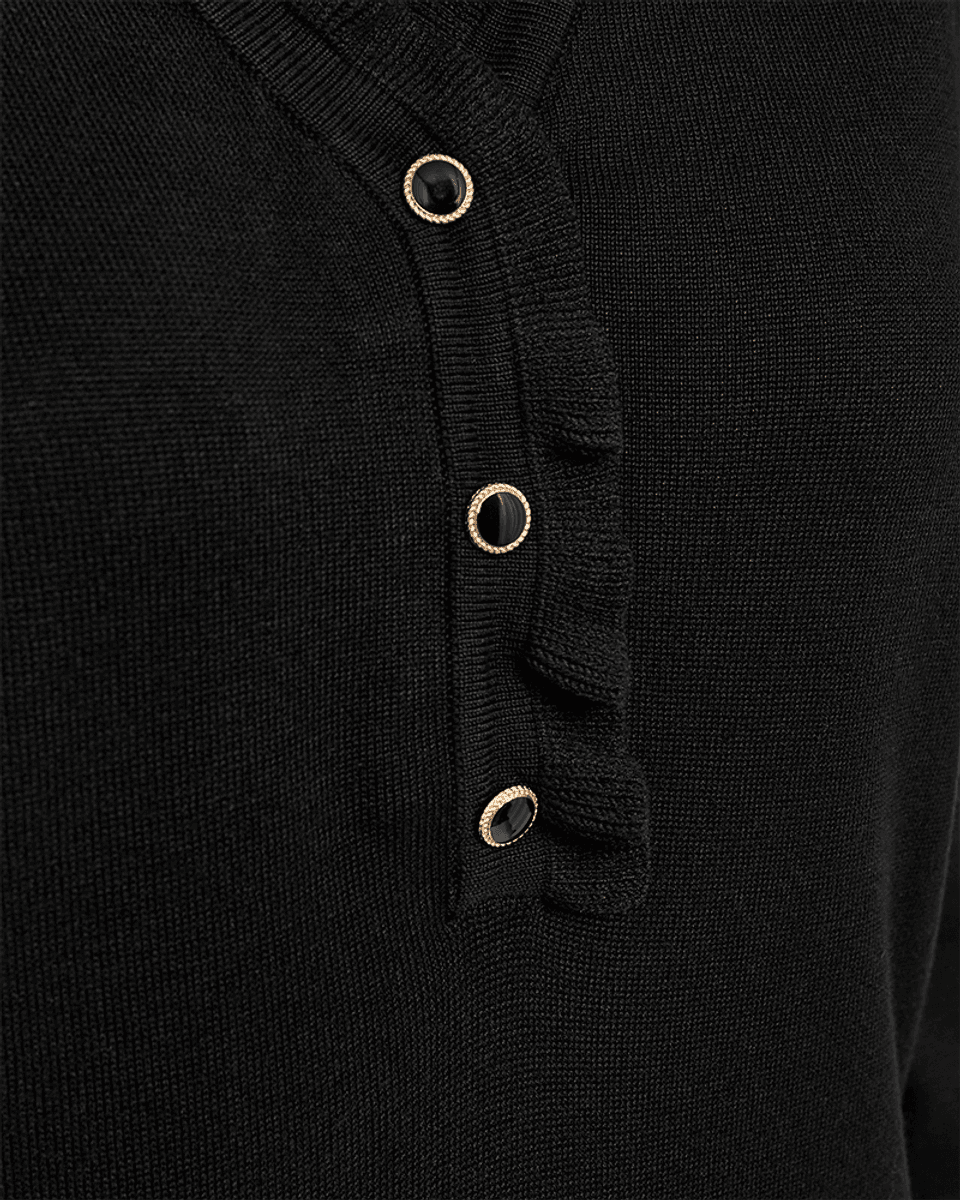 KATIE GENSER FRILL & V-HALS - SORT