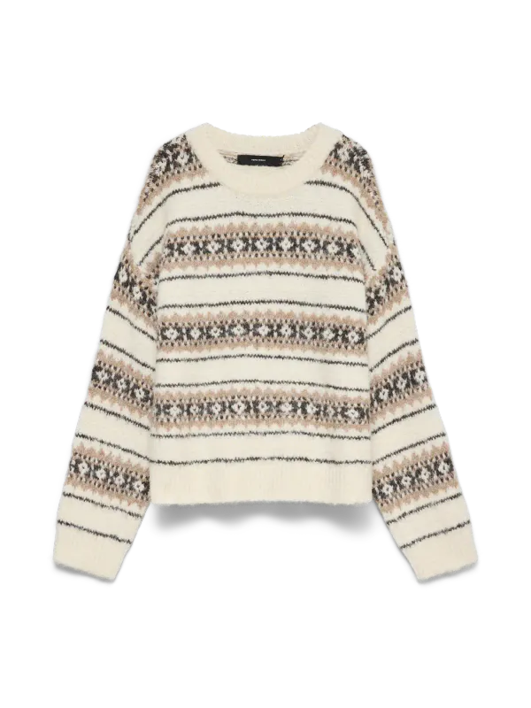 ISOLA STRIKKET GENSER - OFFWHITE/CAMEL