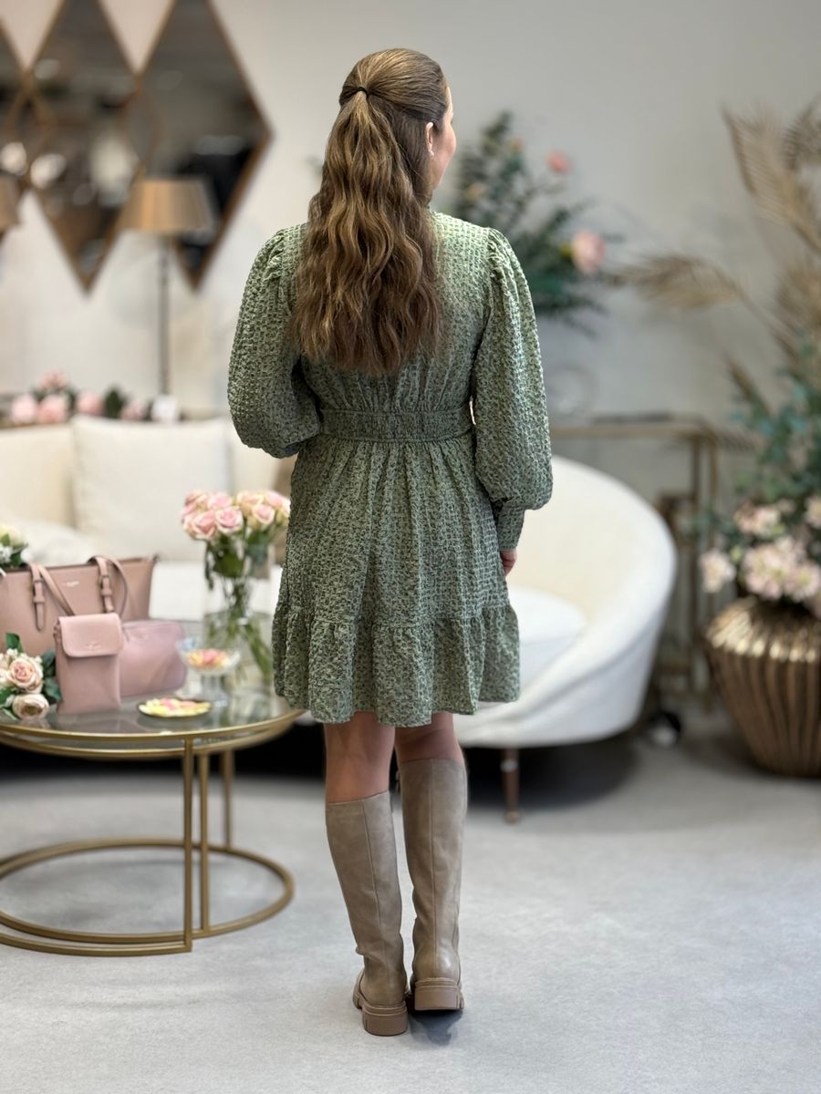 NOELLE KJOLE M/BLOMSTER - GRØNN