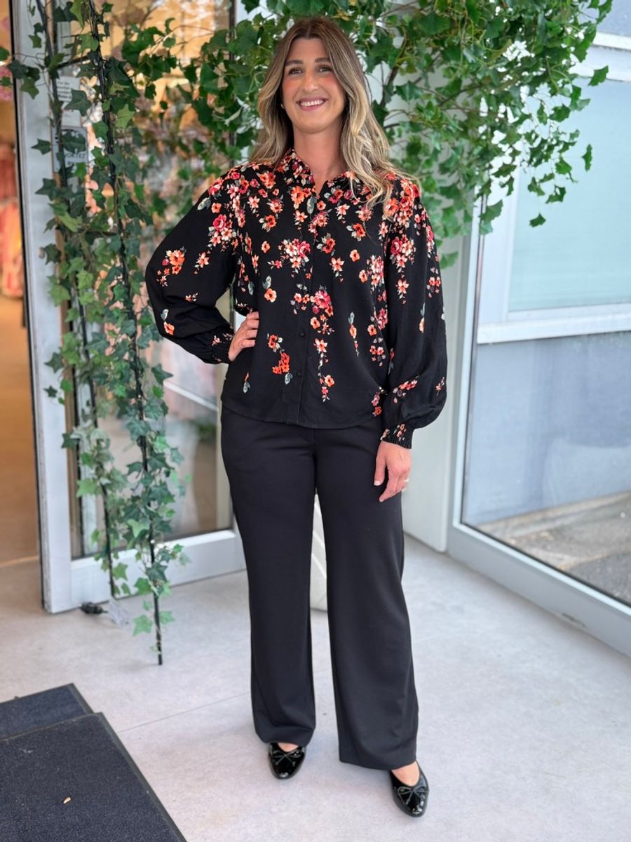 ELMA BLUSE FLOWER - SORT