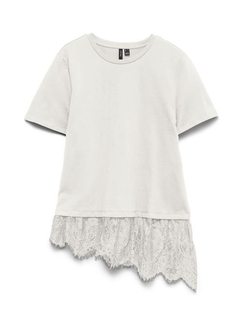 Hovedbilde BRIT T-SHIRT M/BLONDEKANT - HVIT