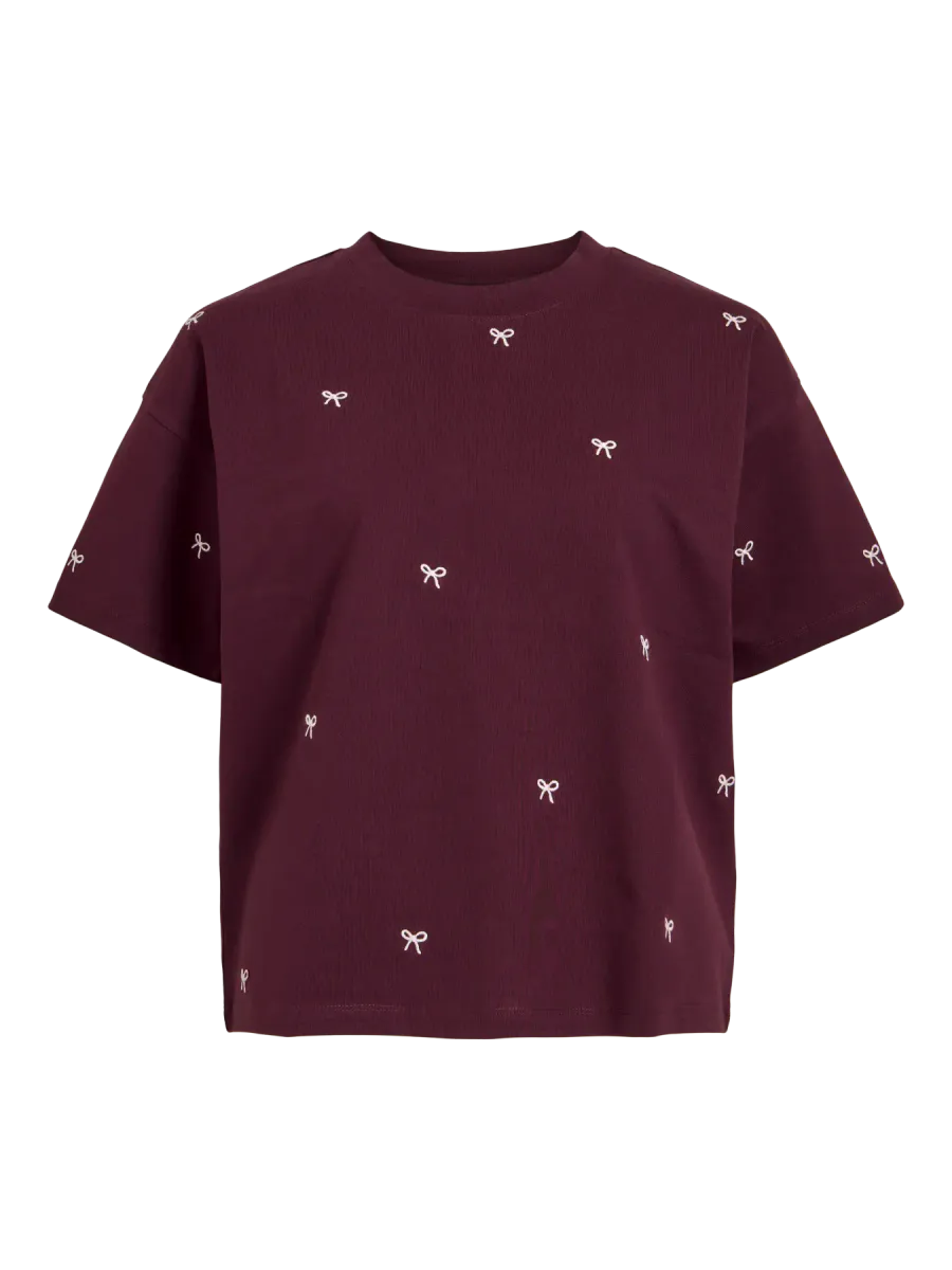 MONIE T-SHIRT M/BOW - PLOMME