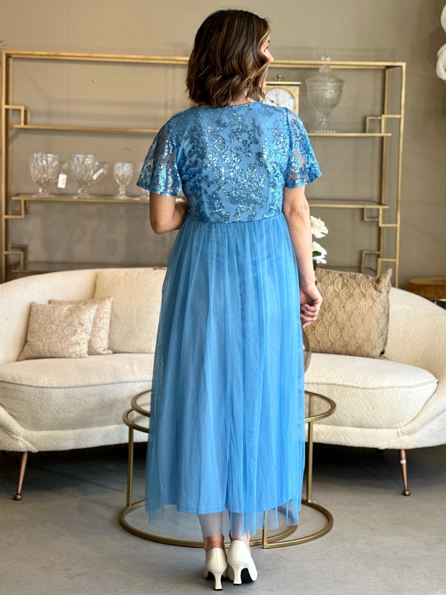 ULRICANA PALJETT KJOLE - BLISSFUL BLUE