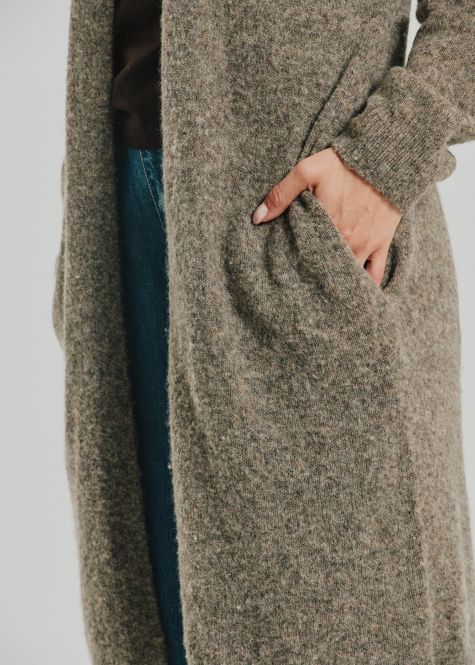Hovedbilde ALPA STRIKKET LANG CARDIGAN - CAMEL MELERT